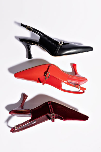 Ines Pump In Scarlet Leather - Larroude