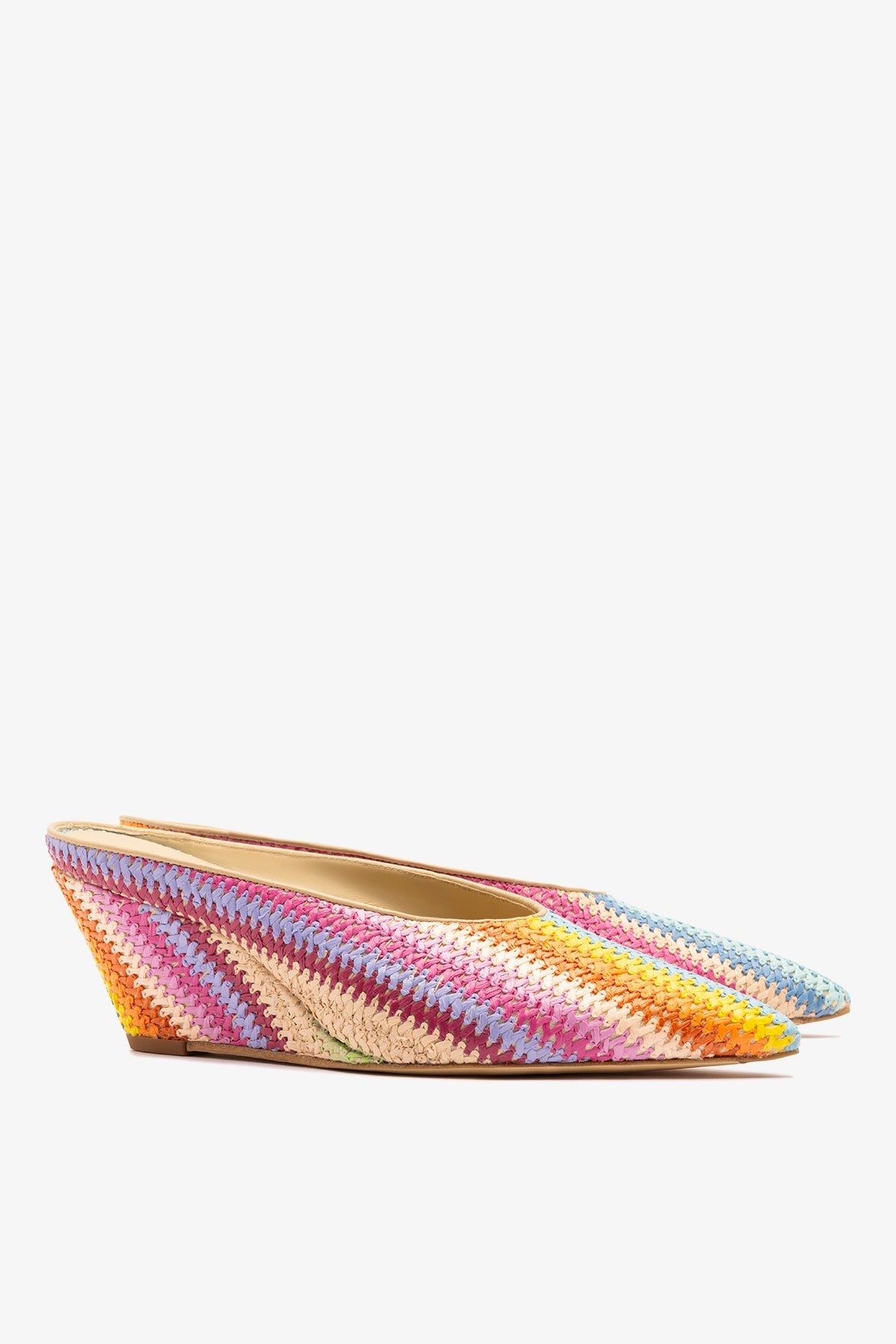 Loulou Mule Rainbow Raffia - Larroude