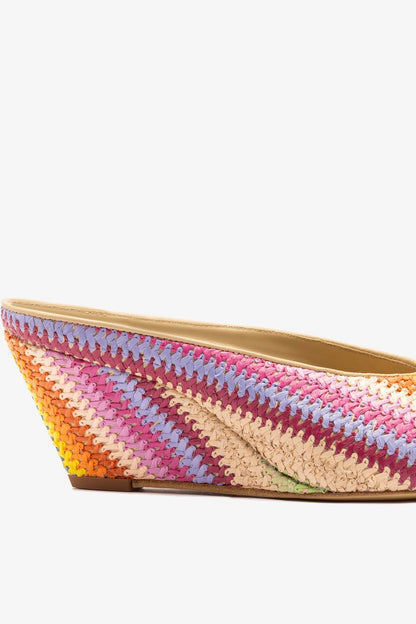 Loulou Mule Rainbow Raffia - Larroude