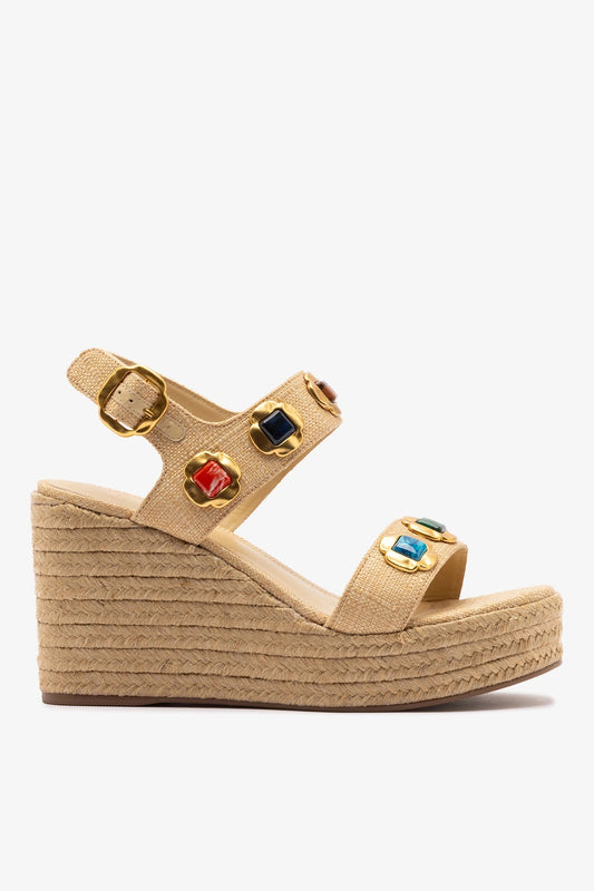 Milan Gioiello Espadrille In Beige Raffia - Larroude