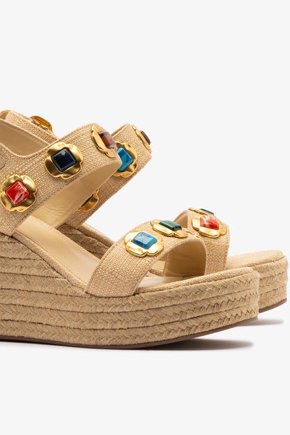 Milan Gioiello Espadrille In Beige Raffia - Larroude