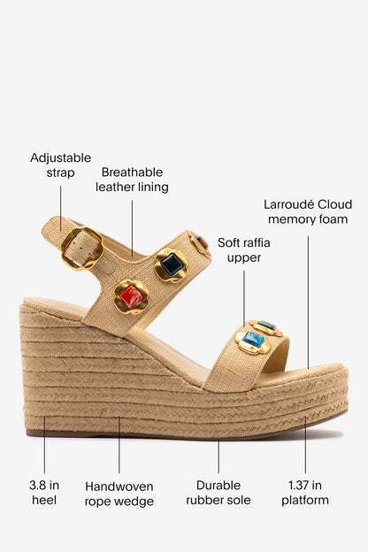 Milan Gioiello Espadrille In Beige Raffia - Larroude