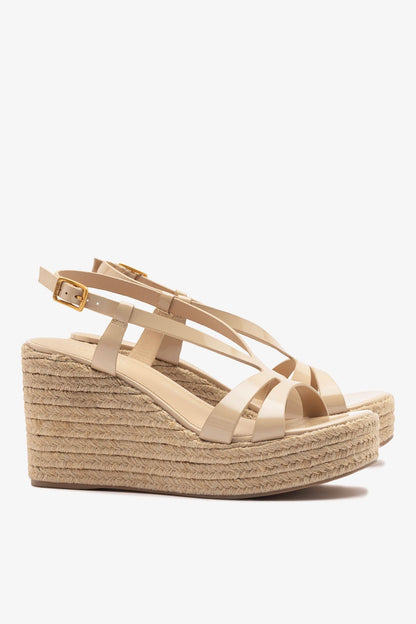 Daphne Espadrille Sandal Sand Patent Leather - Larroude