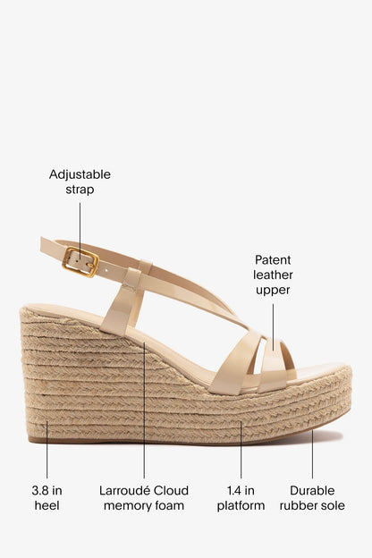 Daphne Espadrille Sandal Sand Patent Leather - Larroude