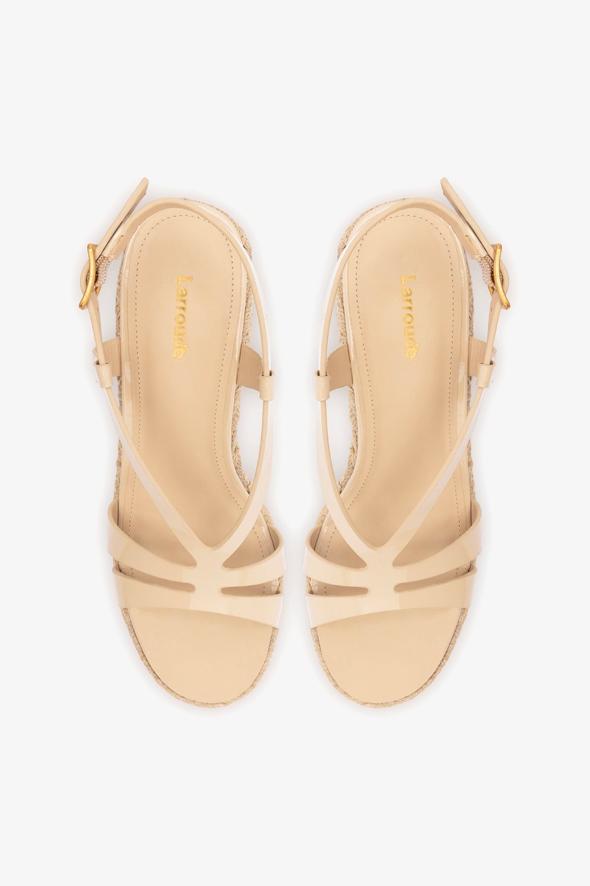 Daphne Espadrille Sandal Sand Patent Leather - Larroude