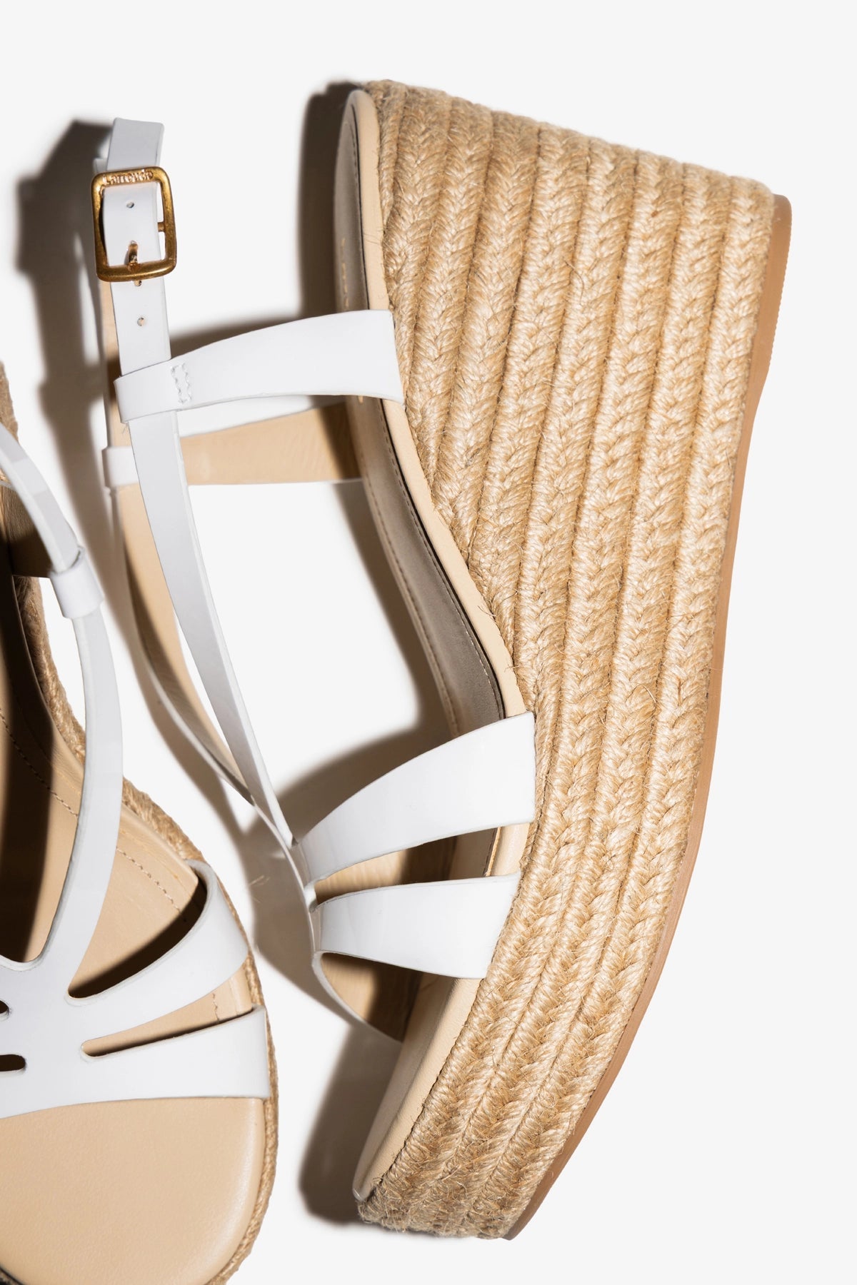 Daphne Espadrille Sandal White Patent Leather - Larroude