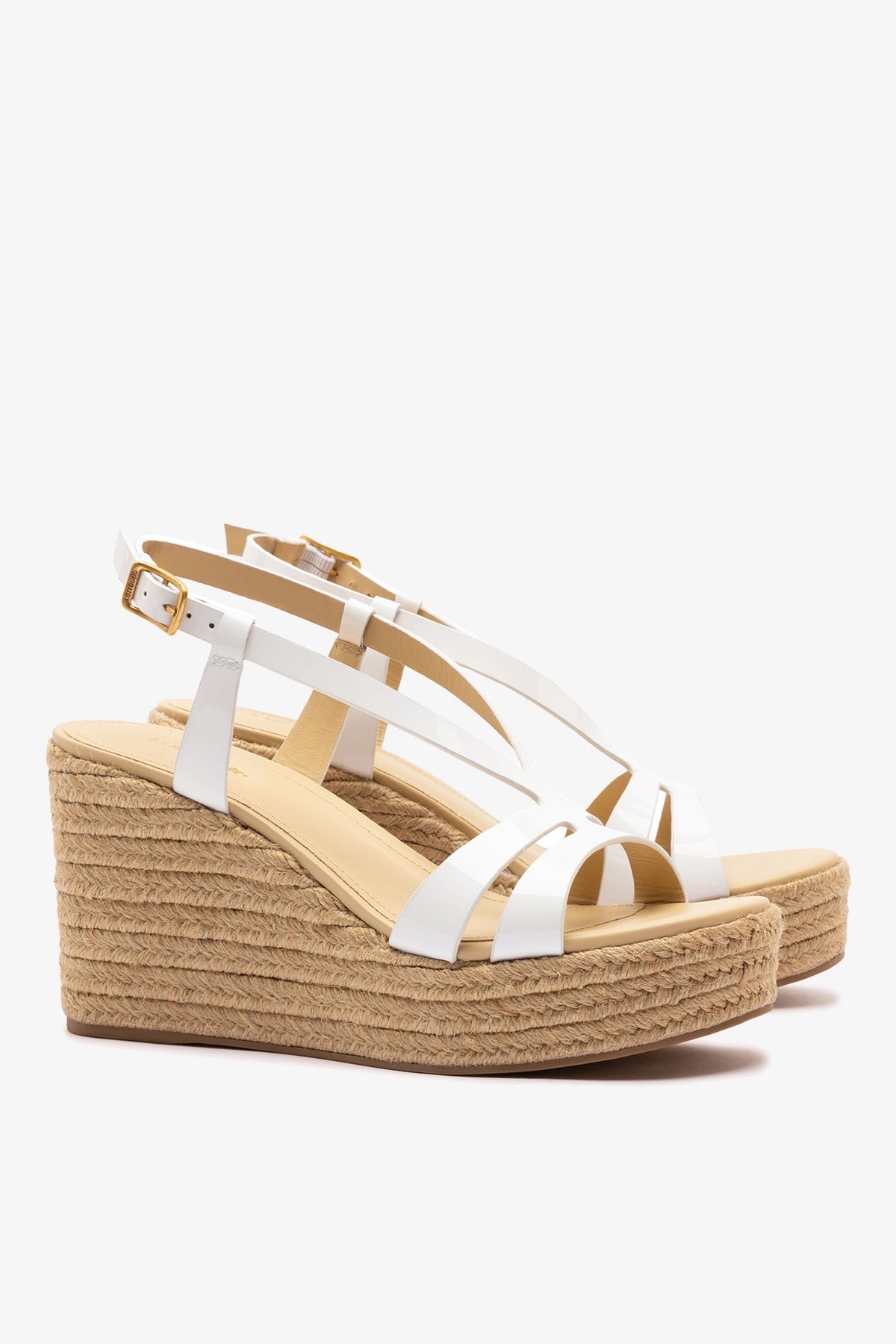 Daphne Espadrille Sandal White Patent Leather - Larroude