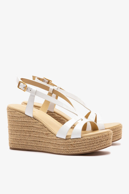 Daphne Espadrille Sandal White Patent Leather - Larroude