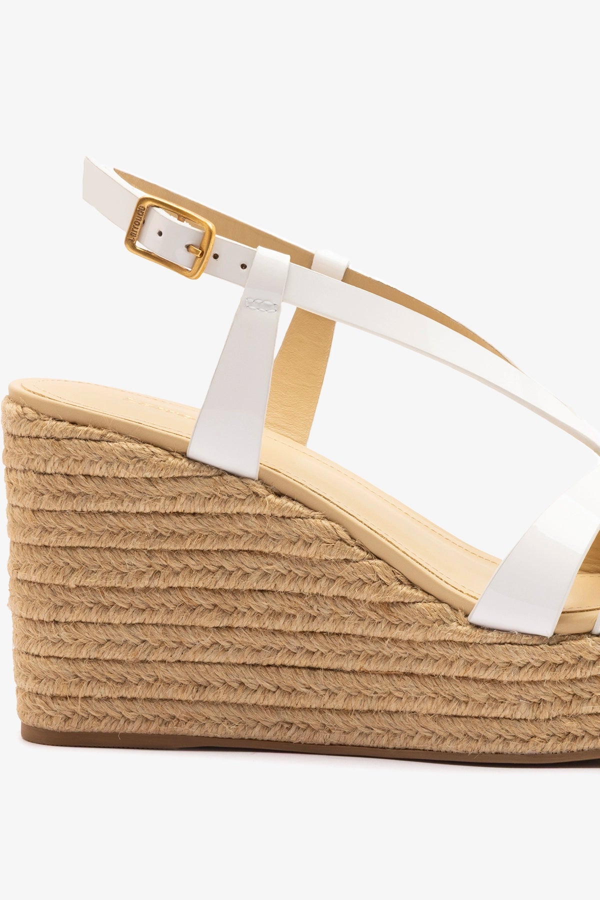 Daphne Espadrille Sandal White Patent Leather - Larroude