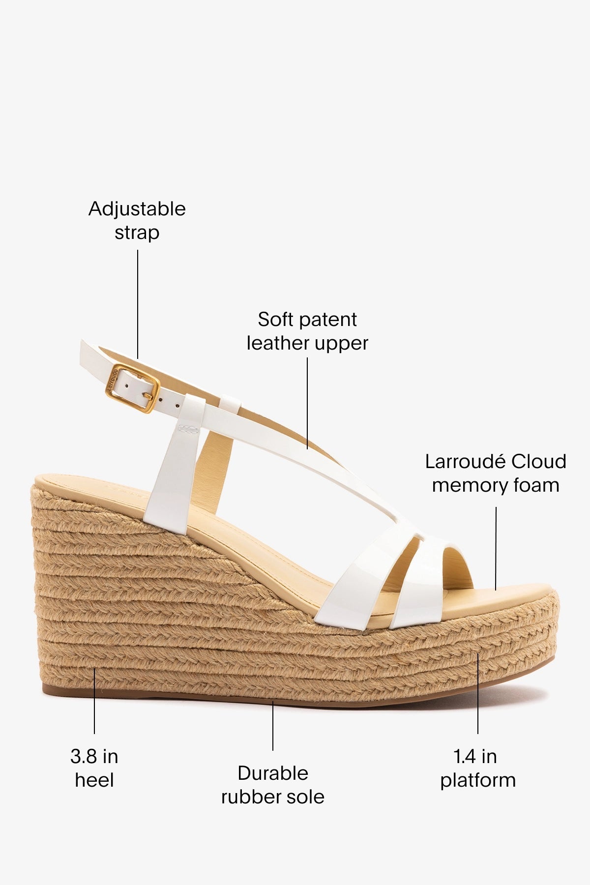 Daphne Espadrille Sandal White Patent Leather - Larroude
