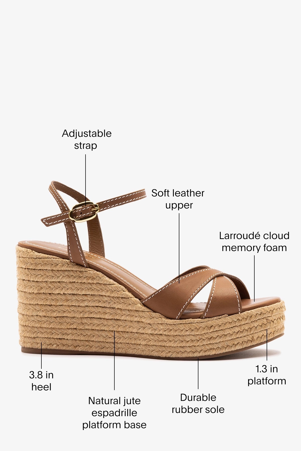 Bianca Espadrille Sandal Caramel Leather - Larroude