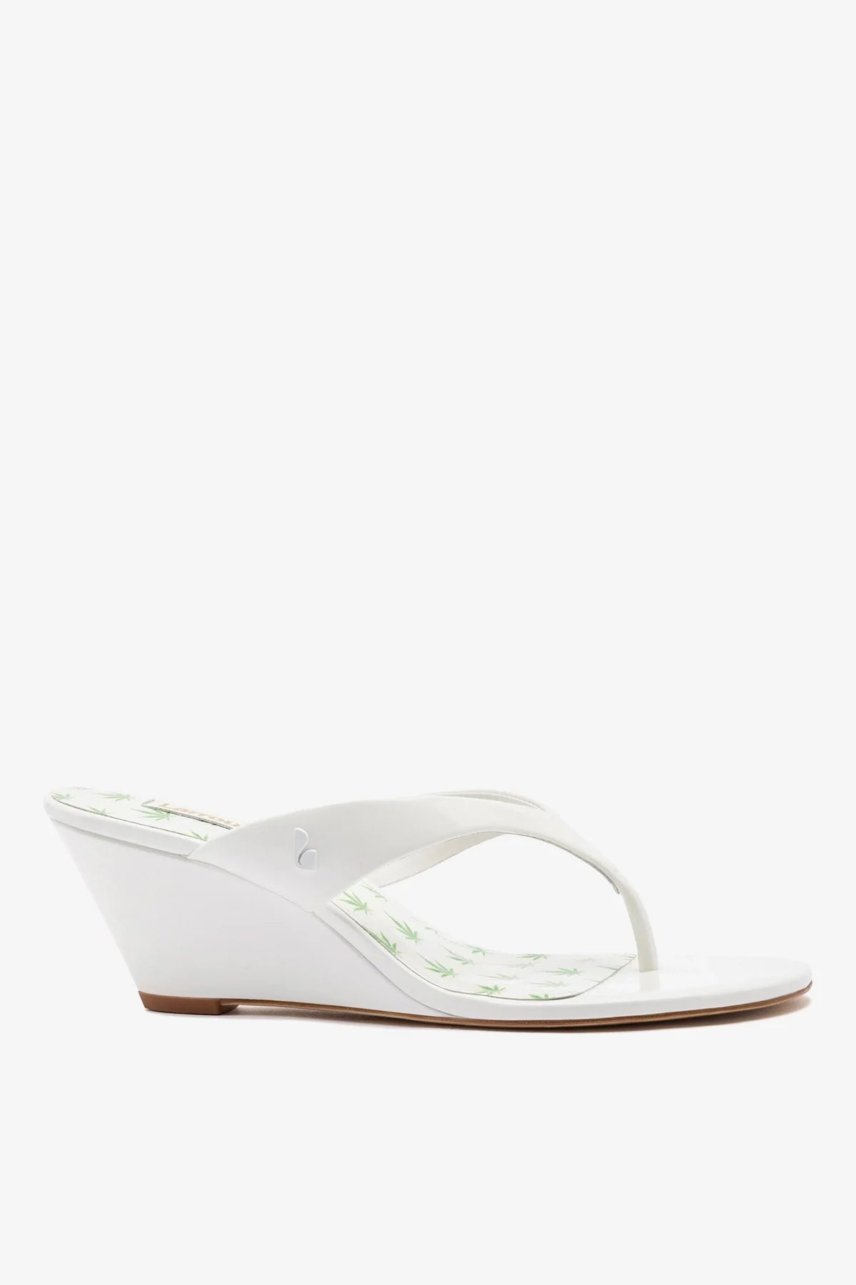 Gaia Low Wedge Sandal White Patent Leather - Larroude