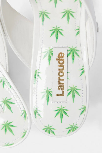Gaia Low Wedge Sandal White Patent Leather - Larroude