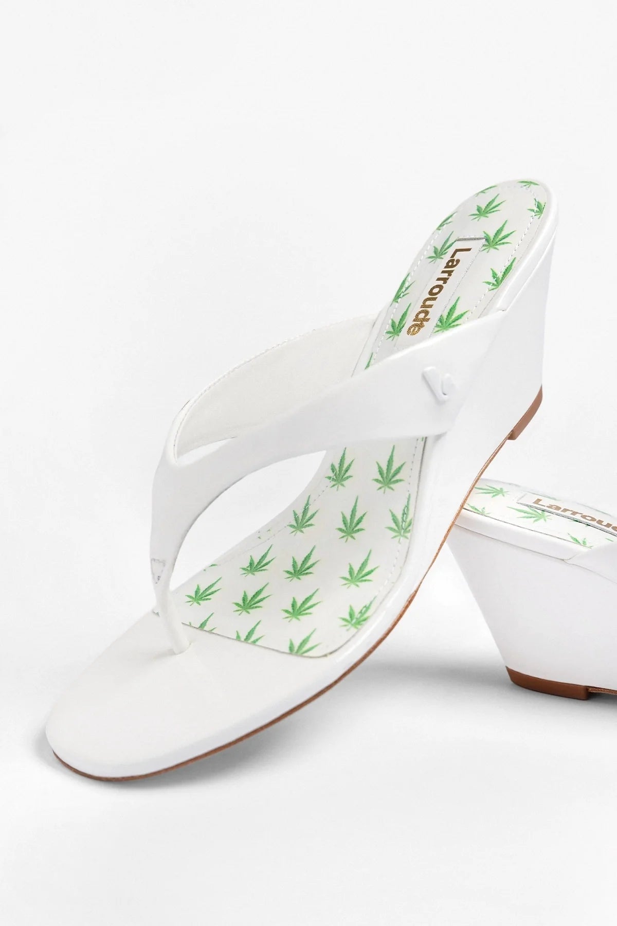 Gaia Low Wedge Sandal White Patent Leather - Larroude
