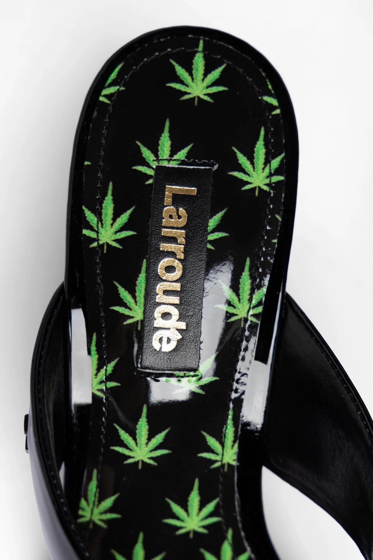 Gaia Low Wedge Sandal Black Patent Leather - Larroude