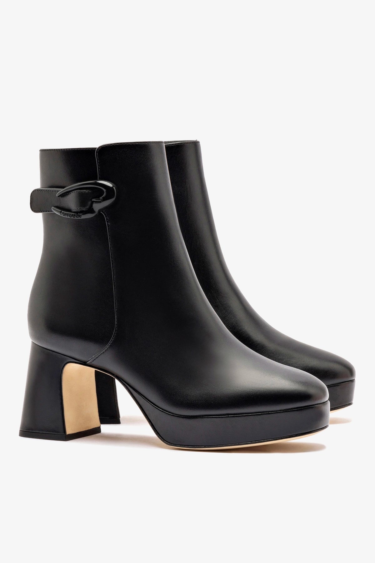Dolly Verona Low Boot In Black Leather - Larroude