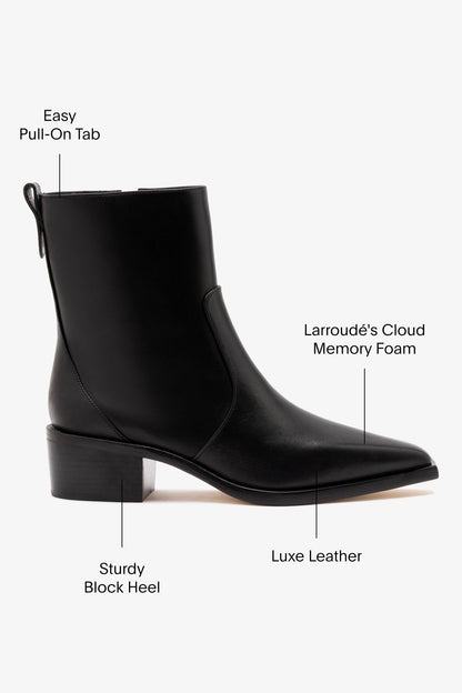 Florencia Low Boot In Black Leather - Larroude