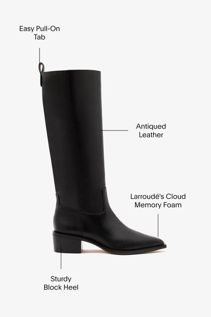 Florencia Boot In Black Leather - Larroude