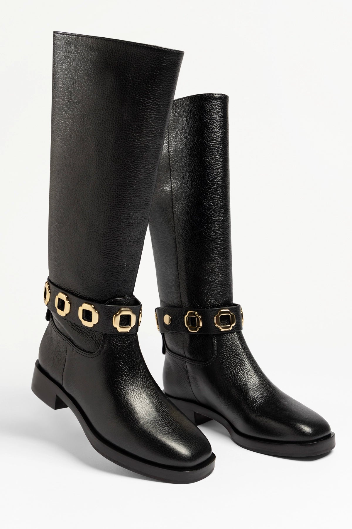 Milan Flat Boot In Black Leather - Larroude