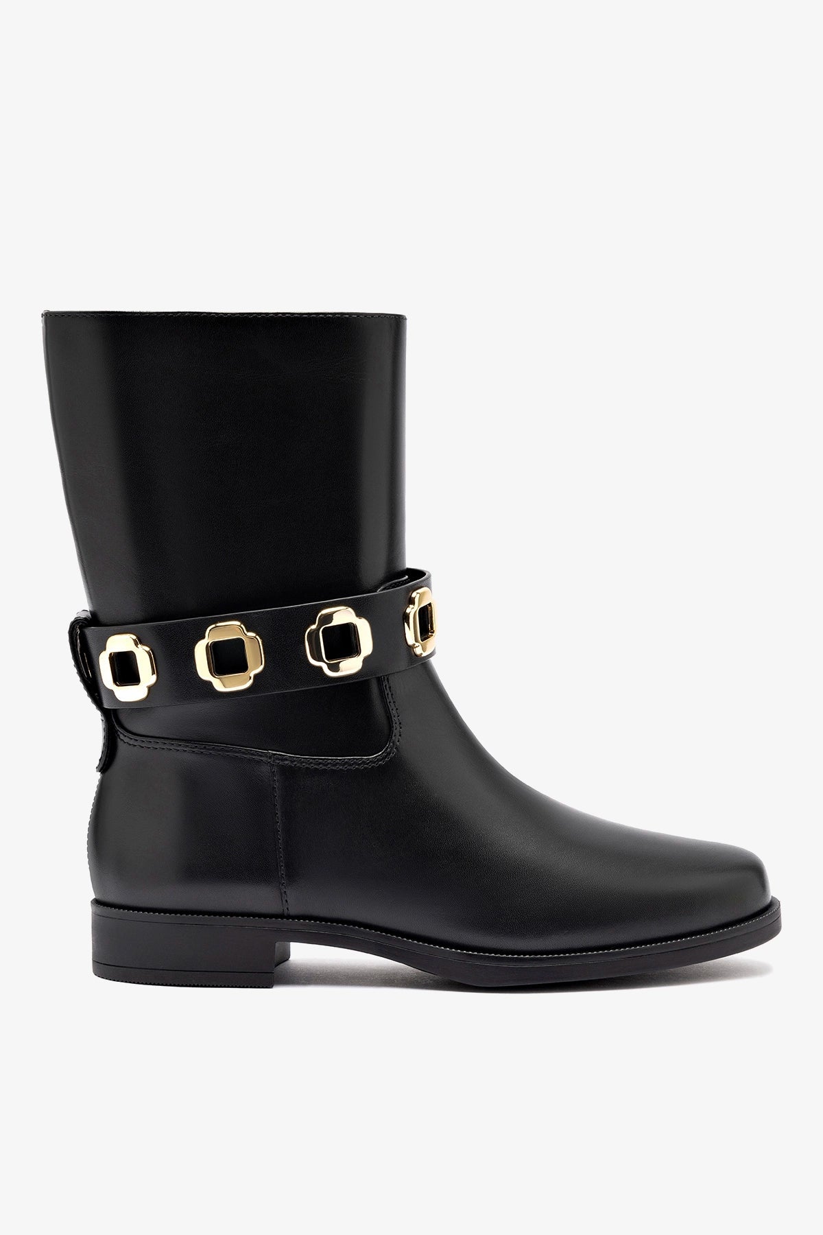 Milan Flat Bootie In Black Water Resistant Leather - Larroude
