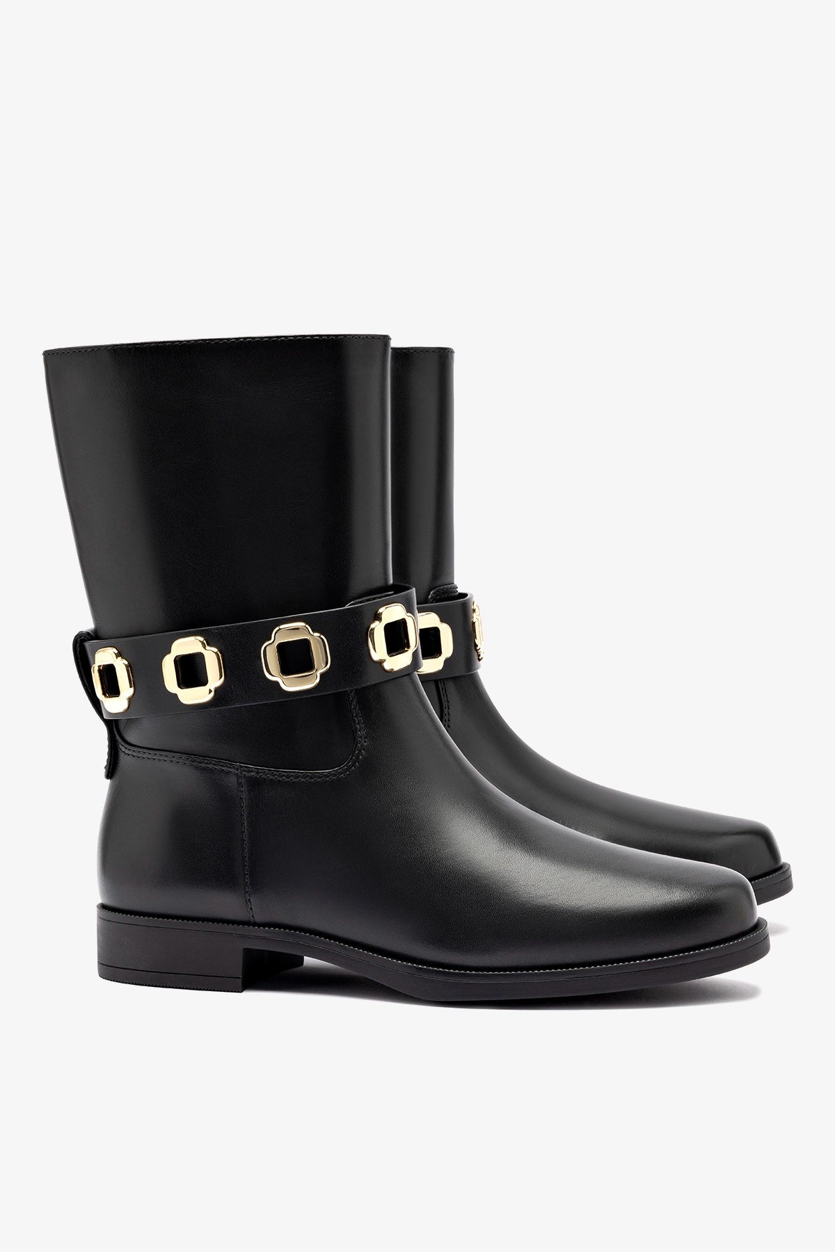 Milan Flat Bootie In Black Water Resistant Leather - Larroude