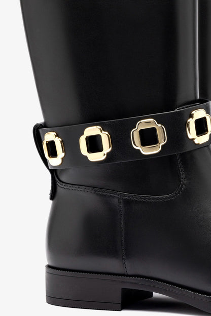 Milan Flat Bootie In Black Water Resistant Leather - Larroude
