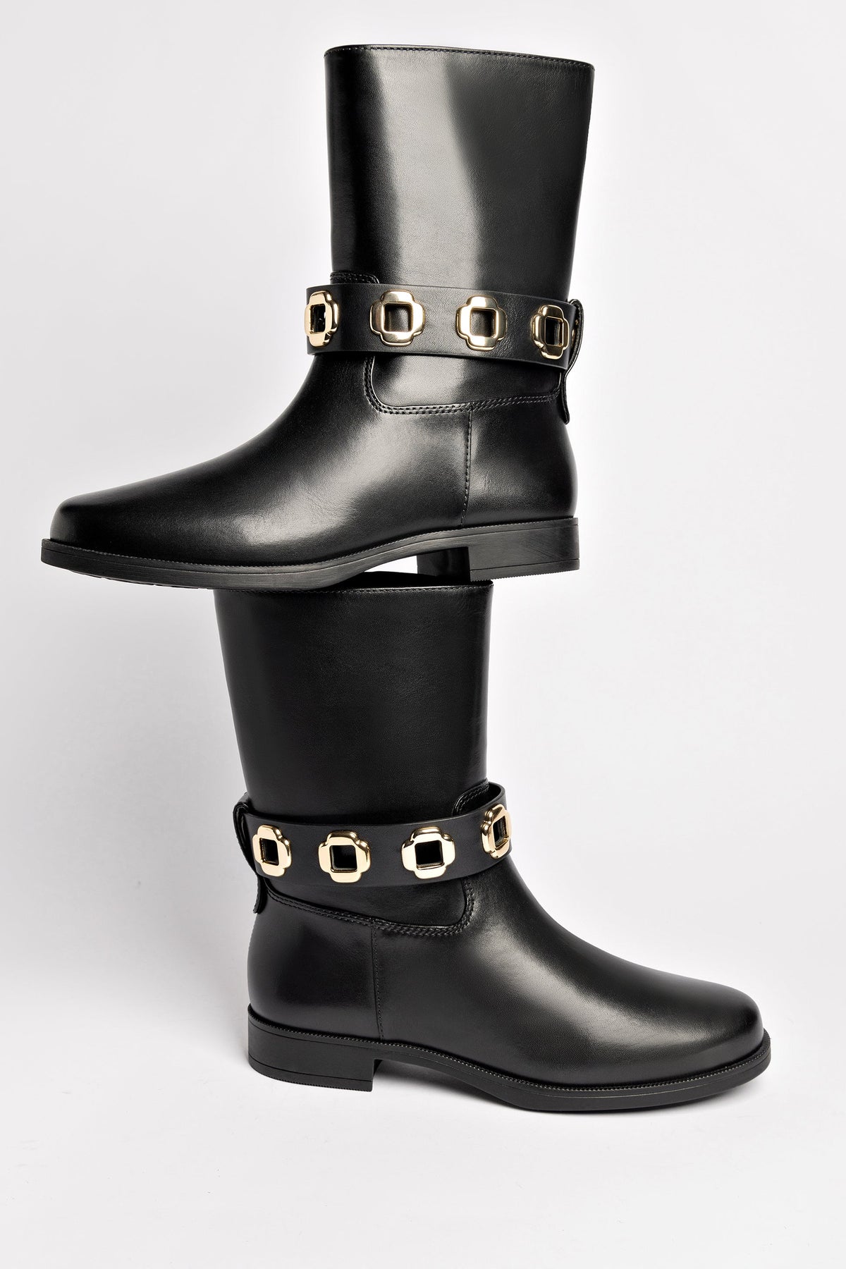 Milan Flat Bootie In Black Water Resistant Leather - Larroude
