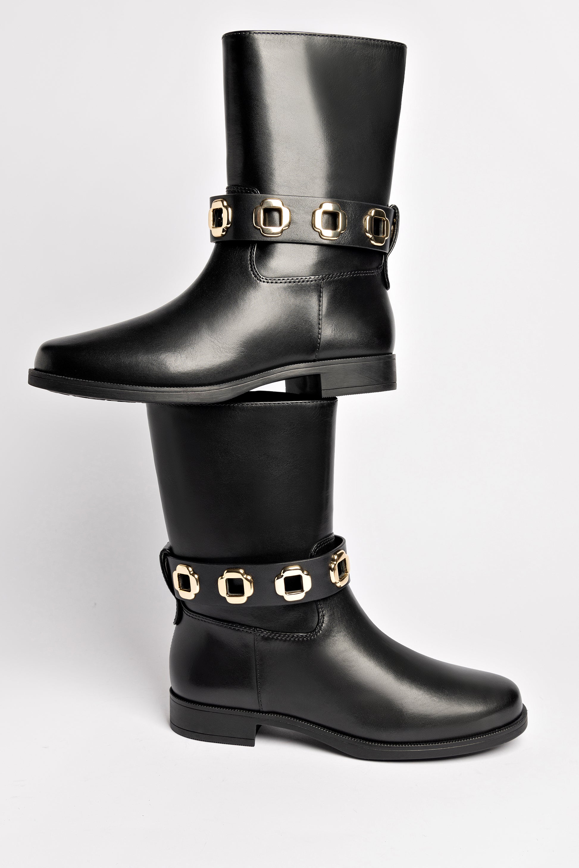Milan Flat Bootie In Black Water Resistant Leather - Larroude