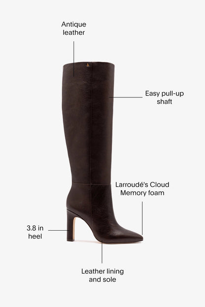Cindy Hi Boot In Brown Leather - Larroude