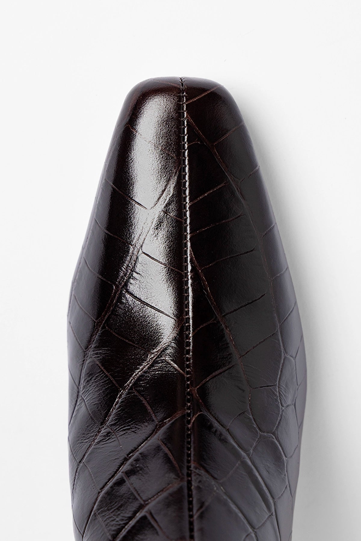 Alexis Bootie In Dark Croco Embossed Leather - Larroude