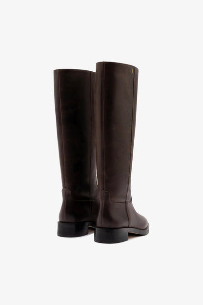 Anne Boot In Brown Shadow Leather - Larroude