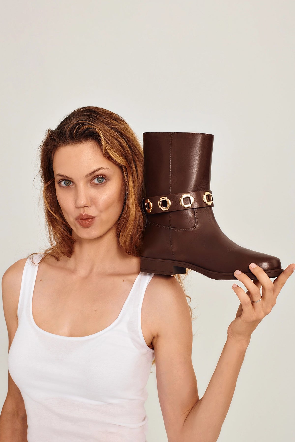 Milan Flat Bootie In Brown Water Resistant Leather - Larroude