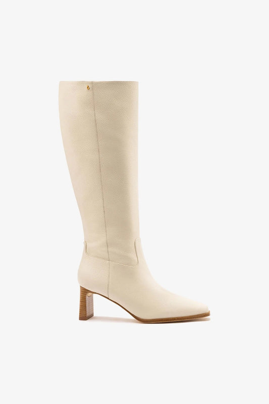 Alexis Boot Ivory Leather - Larroude