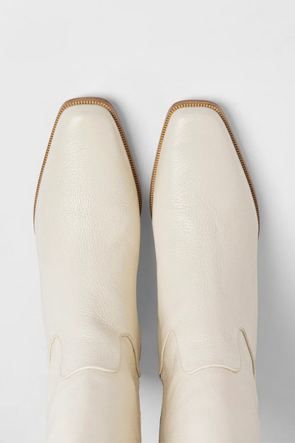 Alexis Boot Ivory Leather - Larroude