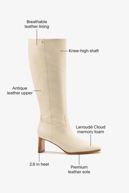 Alexis Boot Ivory Leather - Larroude