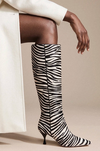 Georgia Boot Zebra Hair Leather - Larroude