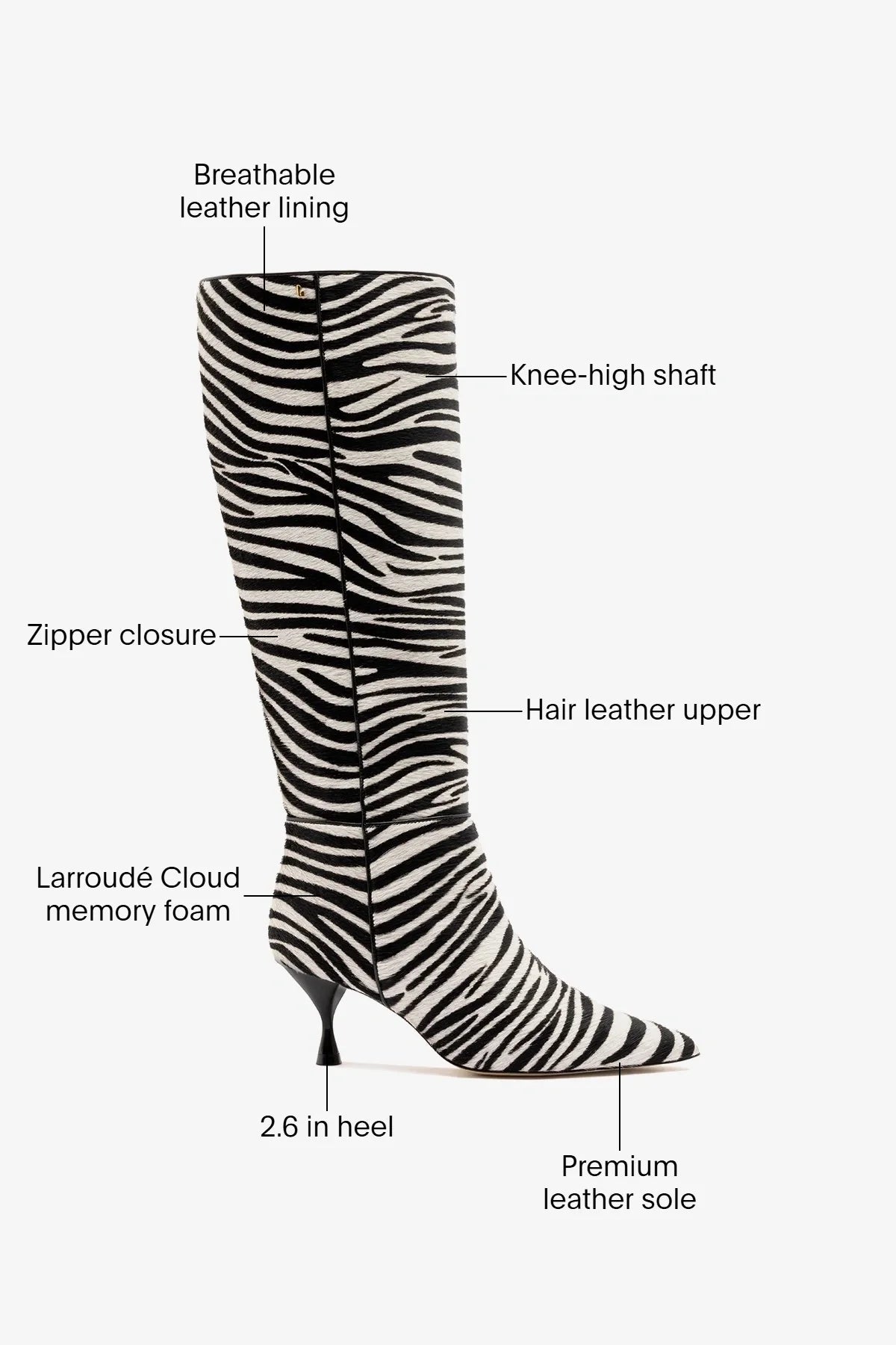 Georgia Boot Zebra Hair Leather - Larroude