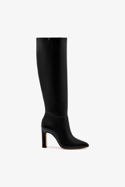 Cindy Hi Boot In Black Leather - Larroude