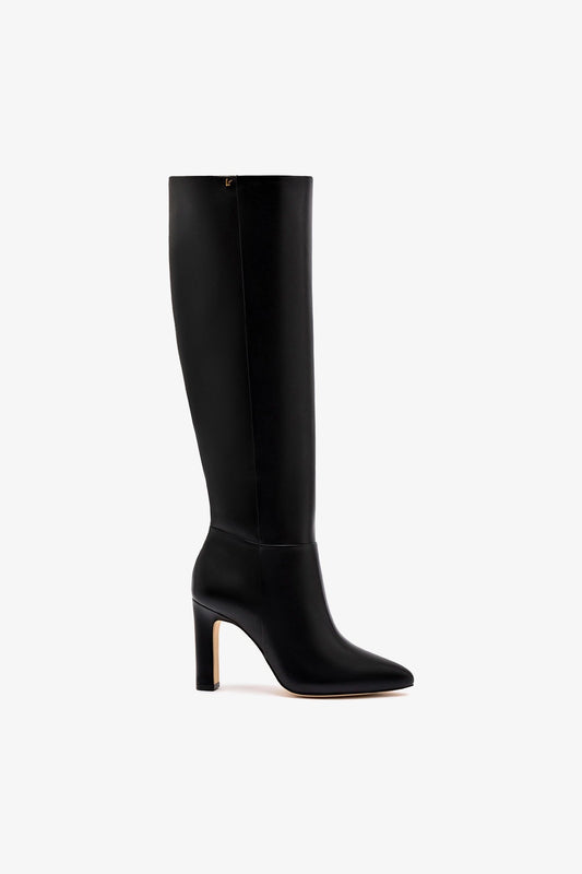 Cindy Hi Boot In Black Leather - Larroude