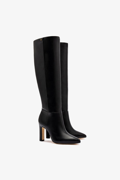 Cindy Hi Boot In Black Leather - Larroude