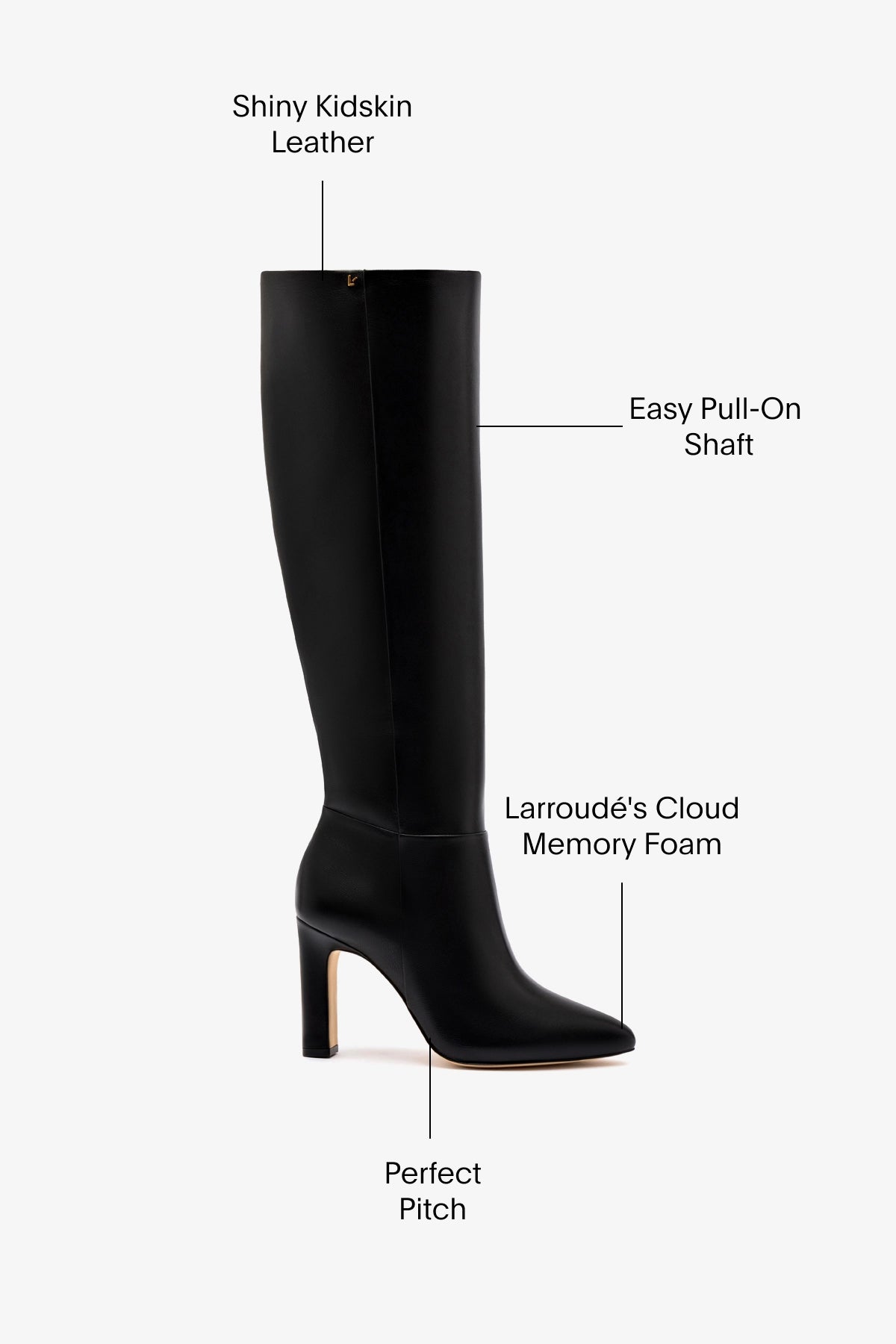 Cindy Hi Boot In Black Leather - Larroude