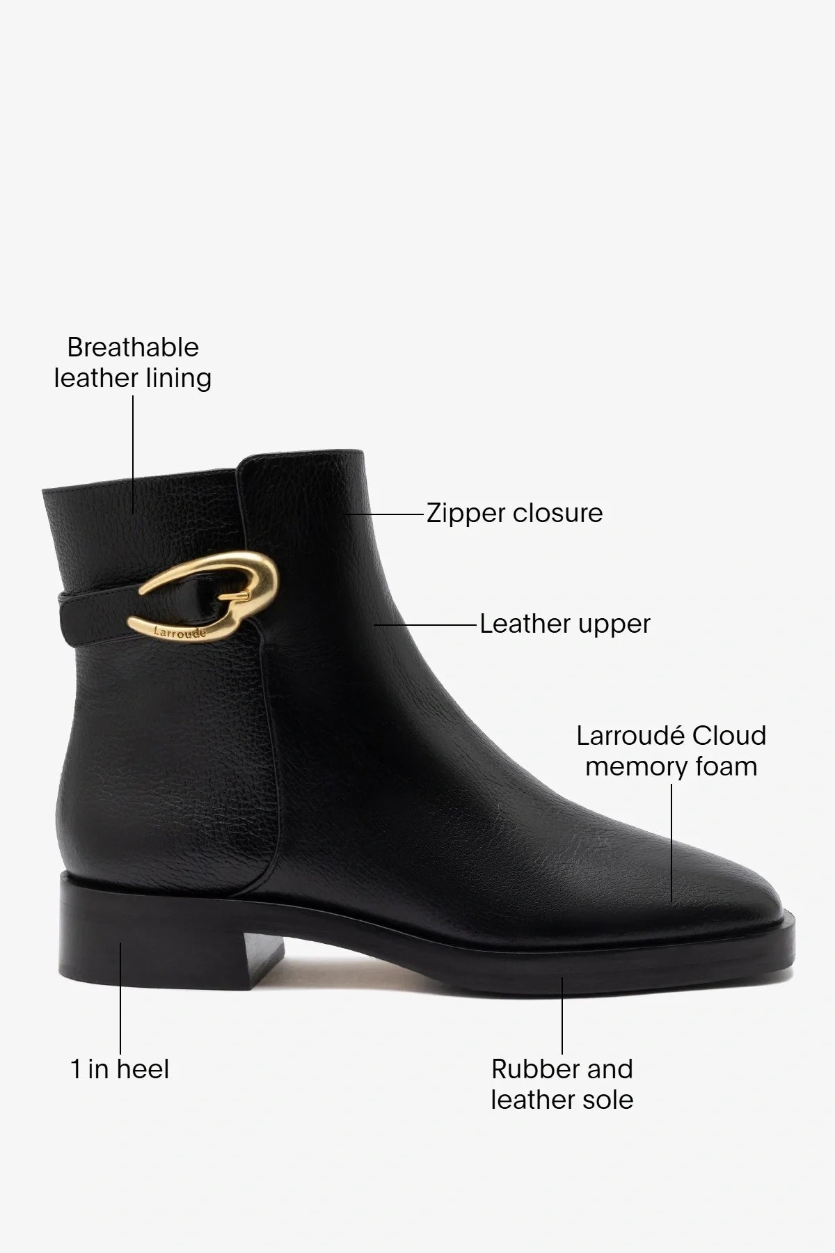 Anne Verona Low Boot Black Leather - Larroude