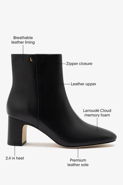 Gloria Boot Black Leather - Larroude