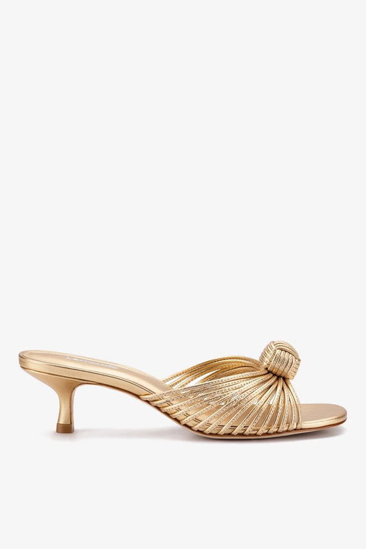Valerie Mule In Gold Metallic Leather - Larroude