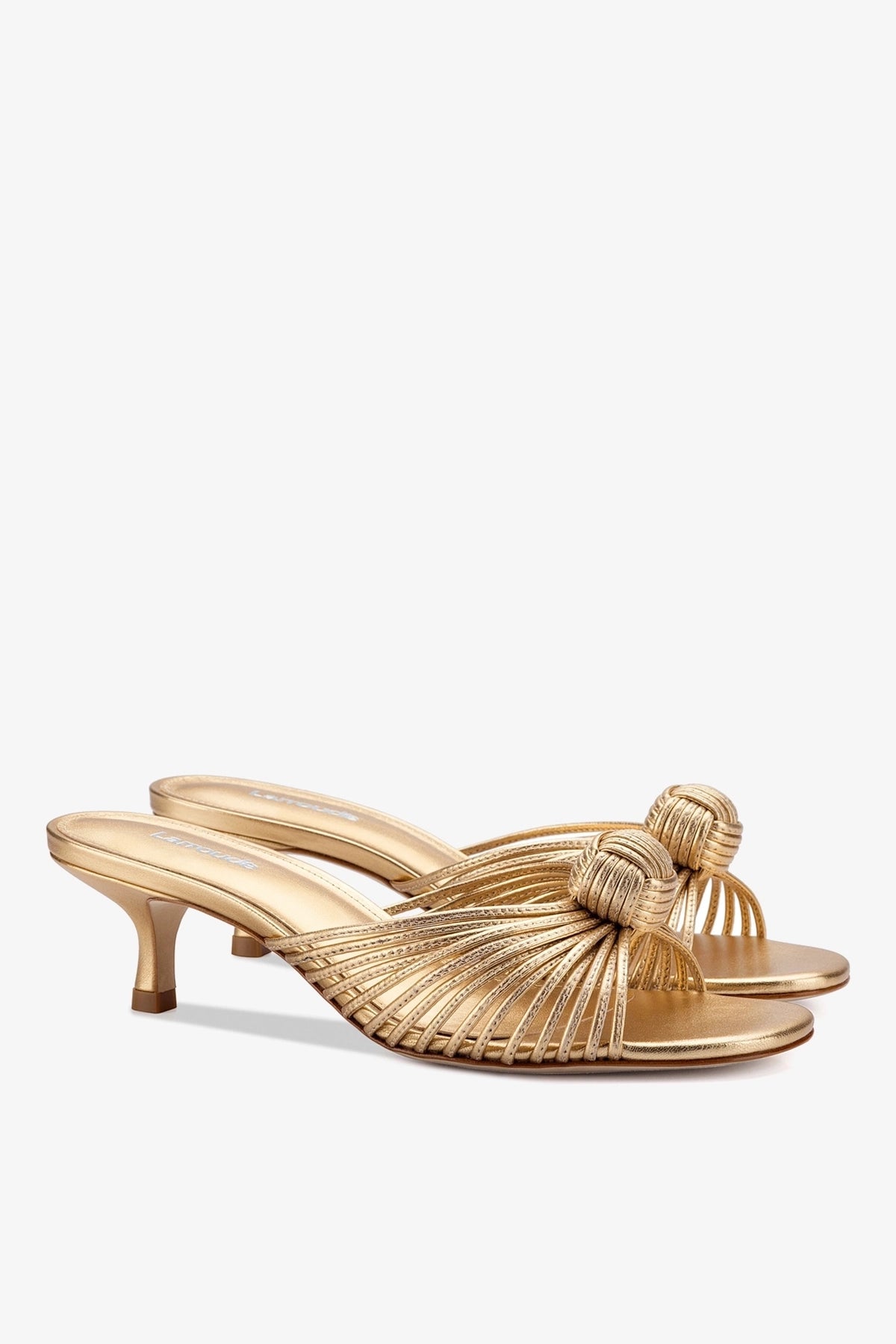 Valerie Mule In Gold Metallic Leather - Larroude