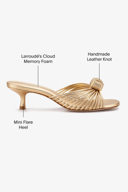 Valerie Mule In Gold Metallic Leather - Larroude