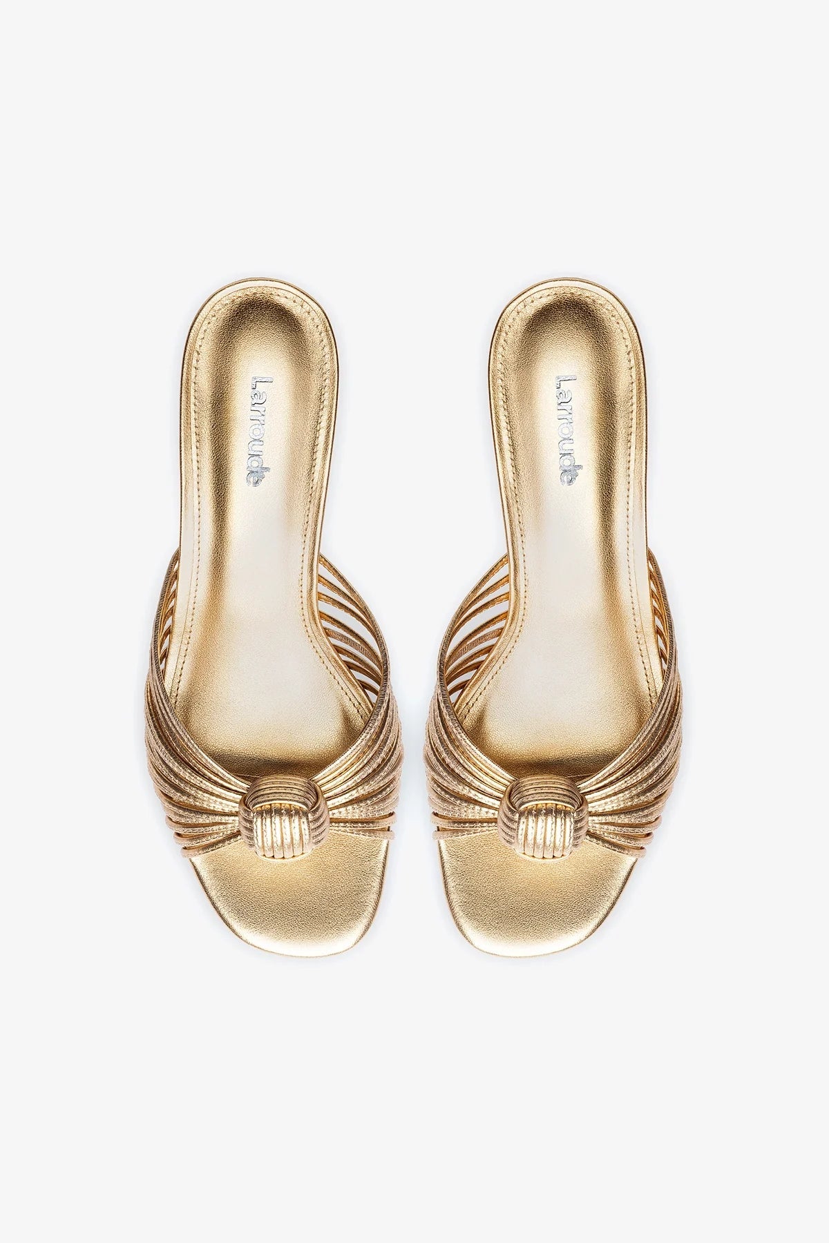 Valerie Mule In Gold Metallic Leather - Larroude