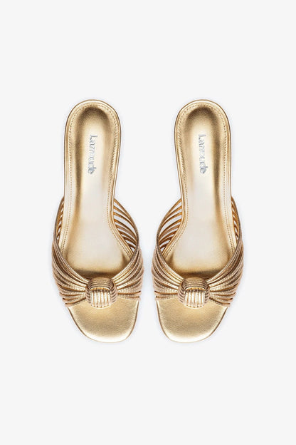 Valerie Mule In Gold Metallic Leather - Larroude