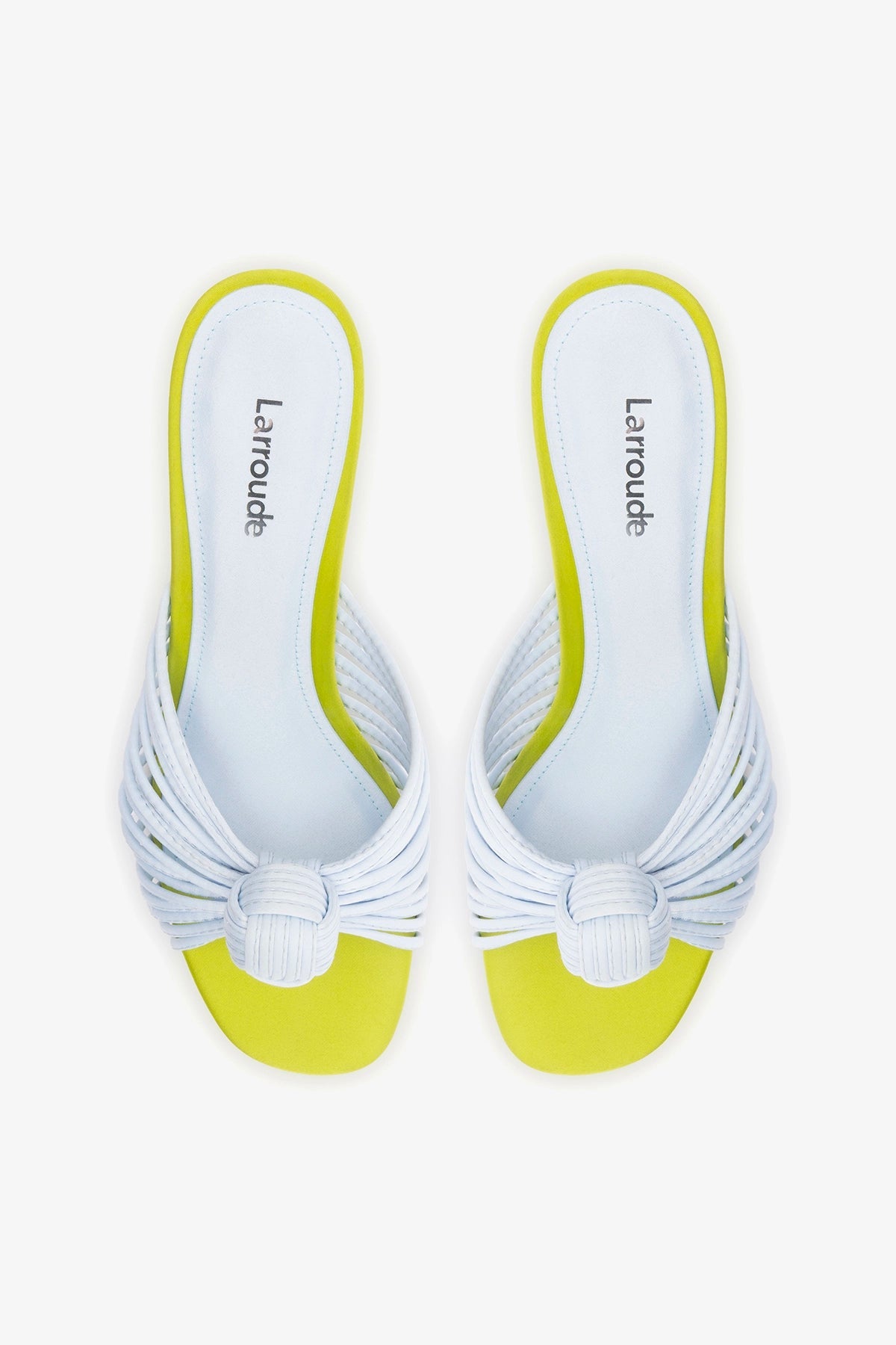 Valerie Mule Powder Blue and Green Satin - Larroude