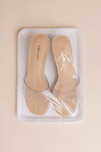 Vivi Lucite Clear Mule Sand Leather - Larroude
